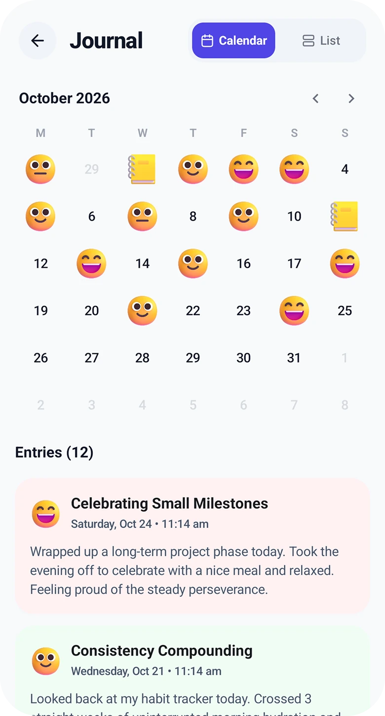 Habitome Journal Screen